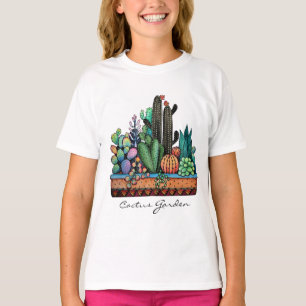 Niedlicher Watercolor-Kaktus-Garten im Topf T-Shirt