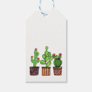 Niedlicher Watercolor-Kaktus in den Töpfen Geschenkanhänger