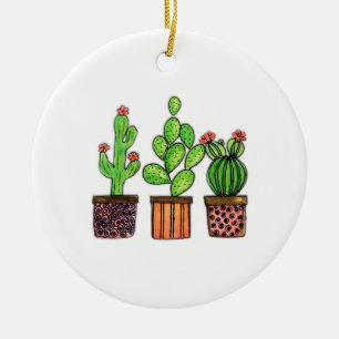 Niedlicher Watercolor-Kaktus in den Töpfen Keramik Ornament