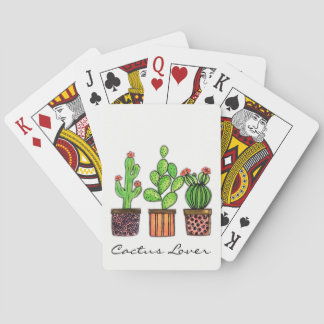 Niedlicher Watercolor-Kaktus in den Töpfen Spielkarten