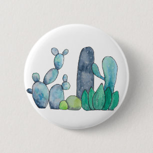 Niedlicher Watercolor-Kaktus-Knopf Button