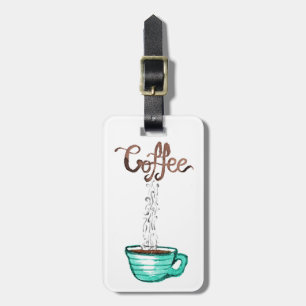 Niedlicher Watercolor-Steamy Schale Kaffee Gepäckanhänger