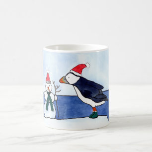 Niedlicher Watercolor und Tinte des Puffin Kaffeetasse