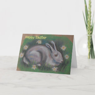 Niedlicher, weicher, flauschiger weißer Osterhase Feiertagskarte
