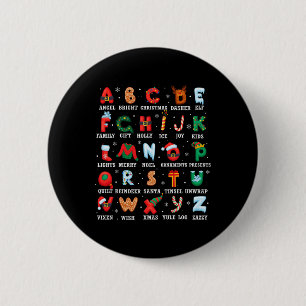 Niedlicher Weihnachts Alphabet Kindergarten Kinder Button