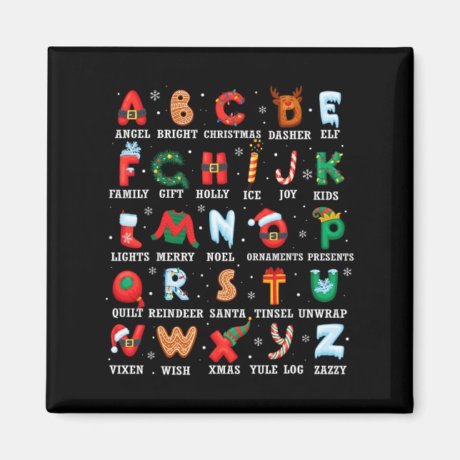 Niedlicher Weihnachts Alphabet Kindergarten Kinder Magnet (Vorne)