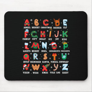 Niedlicher Weihnachts Alphabet Kindergarten Kinder Mousepad