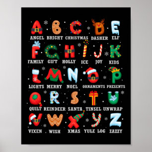 Niedlicher Weihnachts Alphabet Kindergarten Kinder Poster