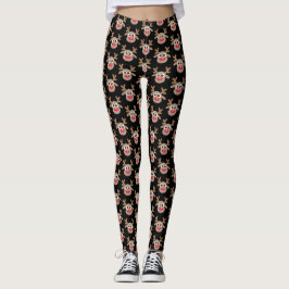 Niedlicher Weihnachts-Cartoon Rentier-Muster Schwa Leggings
