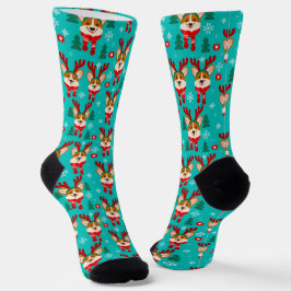 Niedlicher Weihnachts-Corgi-Hund Socken