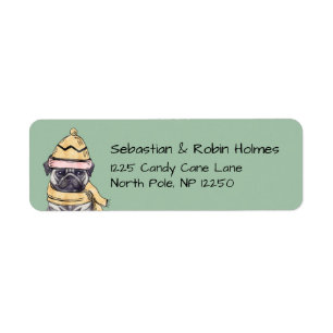 Niedlicher Weihnachts-Mops mit WinterHat & Scarf G