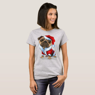 Niedlicher Weihnachts-Mops Santa Anzug T-Shirt
