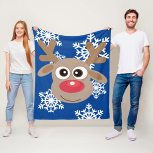 Niedlicher Weihnachts-Rentier-Cartoon Snowflake Bl Fleecedecke
