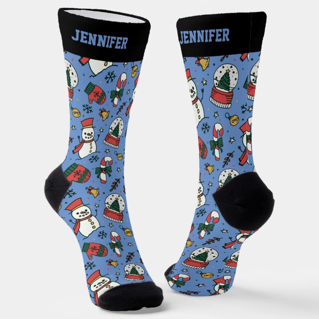 Niedlicher Weihnachts-Schneemann-Muster Xmas Winte Socken (Gewinkelt)