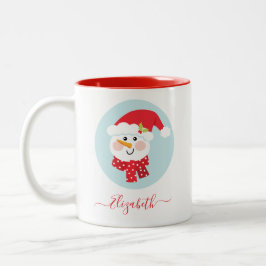 Niedlicher Weihnachts-Winter-Snowman-Gesicht Zwei- Zweifarbige Tasse