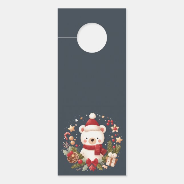 Niedlicher Weihnachts-/Winterbär im Keim Türanhänger (Vorderseite)