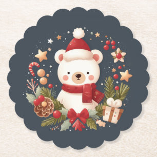 Niedlicher Weihnachts-/Winterbär im Keim Untersetzer