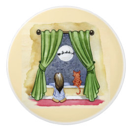 Niedlicher Weihnachtsabend Kind & Kitty Cat Wasser Keramikknauf