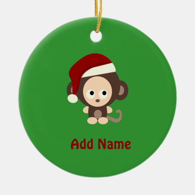 Niedlicher Weihnachtsaffe Keramikornament (Vorne)