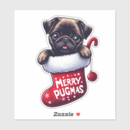 Niedlicher Weihnachtsaufkleber "Merry Pugmas" für  Aufkleber