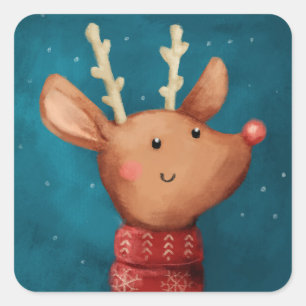 Niedlicher Weihnachtsaufkleber Quadratischer Aufkleber
