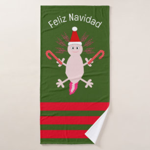 Niedlicher WeihnachtsAxolotl Custom Badehandtuch
