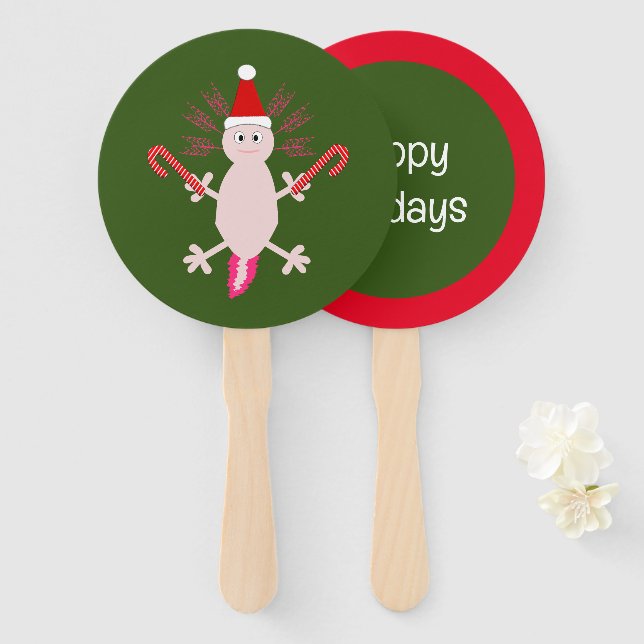 Niedlicher WeihnachtsAxolotl Custom Fächer (Vorne und Hinten)