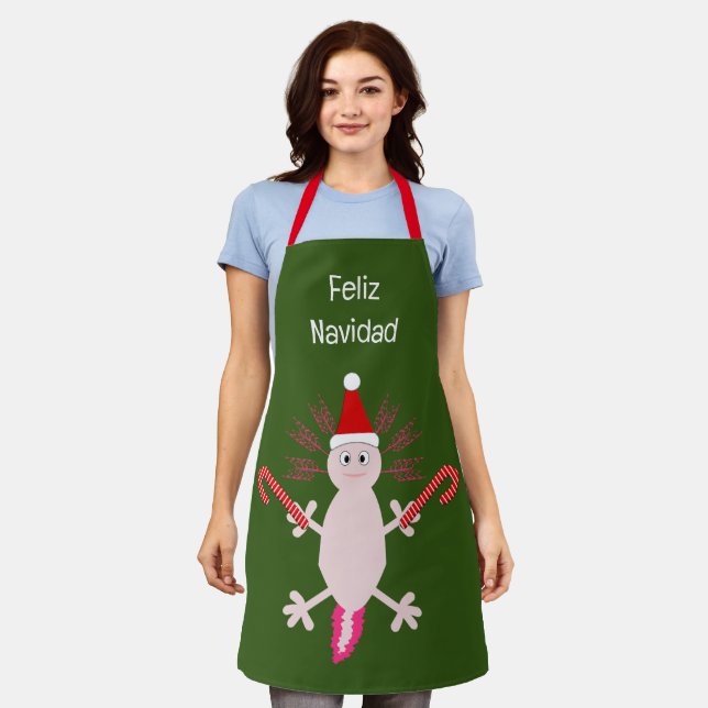 Niedlicher WeihnachtsAxolotl Custom Schürze (Getragen)