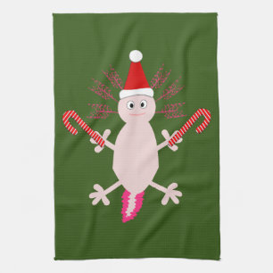 Niedlicher WeihnachtsAxolotl Geschirrtuch