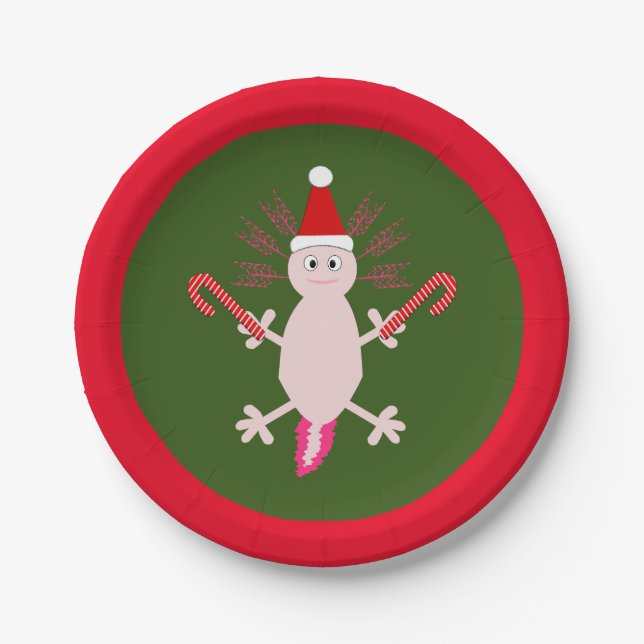 Niedlicher WeihnachtsAxolotl Pappteller (Vorderseite)