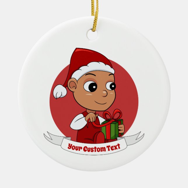 Niedlicher Weihnachtsbaby Cartoon Keramik Ornament (Vorne)