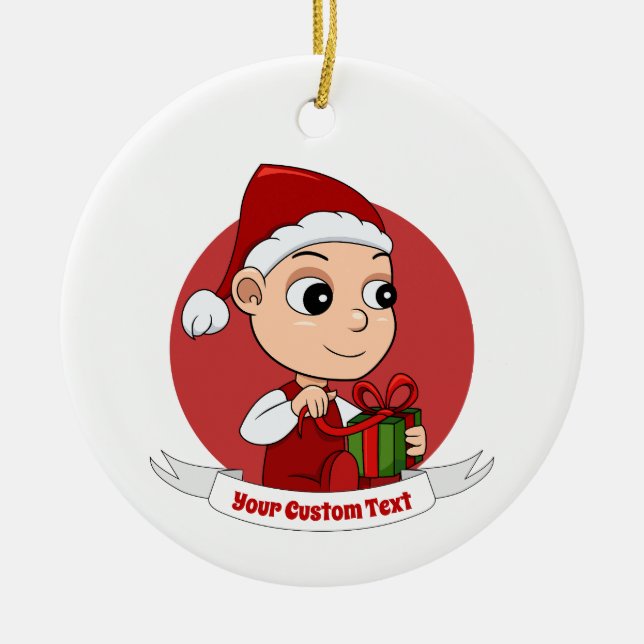 Niedlicher Weihnachtsbaby Cartoon Keramik Ornament (Vorne)