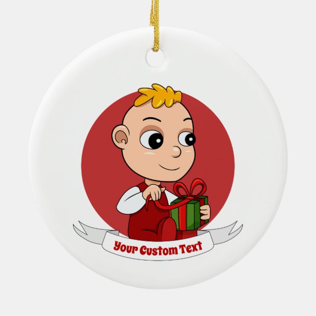 Niedlicher Weihnachtsbaby Cartoon Keramik Ornament (Hinten)