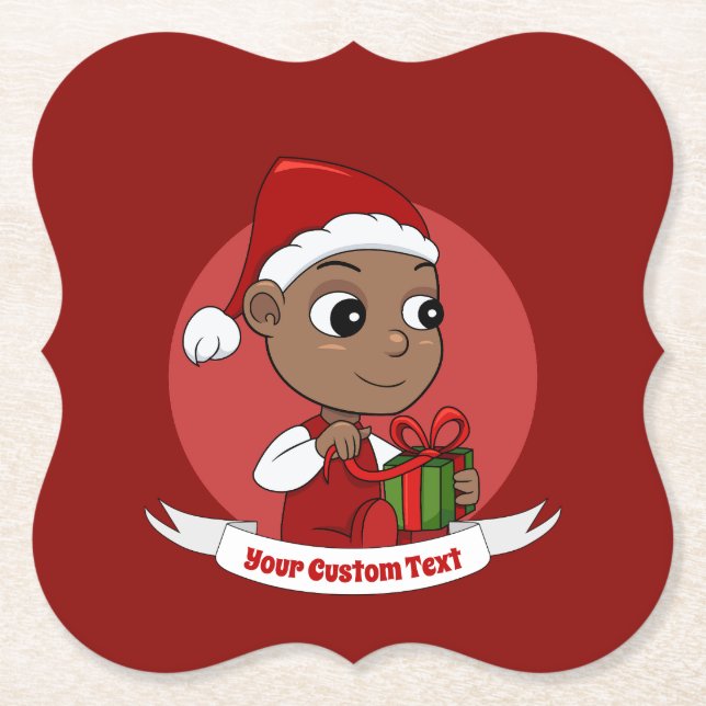Niedlicher Weihnachtsbaby Cartoon Paper Untersetze Untersetzer (Vorderseite)