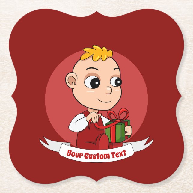 Niedlicher Weihnachtsbaby Cartoon Paper Untersetze Untersetzer (Vorderseite)