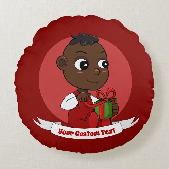 Niedlicher Weihnachtsbaby Cartoon Round Kissen (Vorderseite)