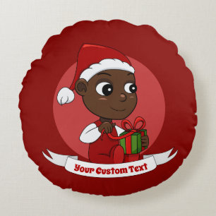 Niedlicher Weihnachtsbaby Cartoon Round Kissen