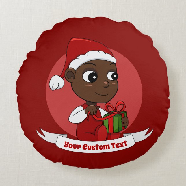 Niedlicher Weihnachtsbaby Cartoon Round Kissen (Vorderseite)