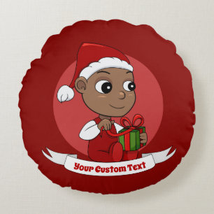 Niedlicher Weihnachtsbaby Cartoon Round Kissen