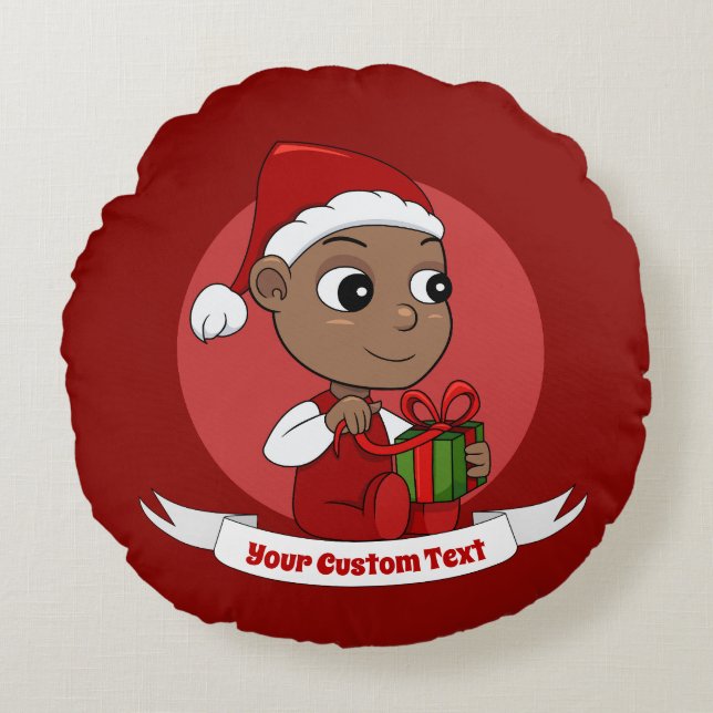 Niedlicher Weihnachtsbaby Cartoon Round Kissen (Vorderseite)
