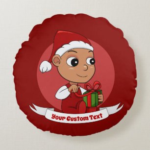 Niedlicher Weihnachtsbaby Cartoon Round Kissen