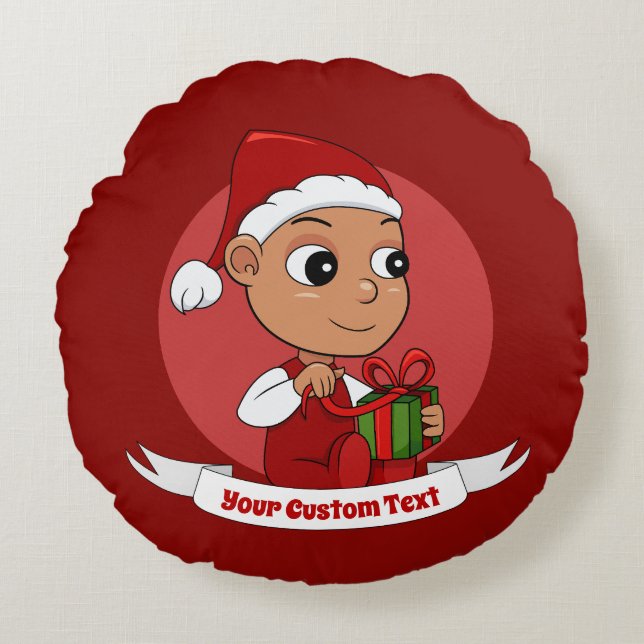 Niedlicher Weihnachtsbaby Cartoon Round Kissen (Vorderseite)