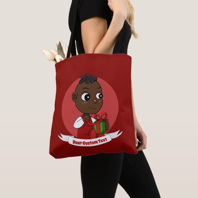 Niedlicher Weihnachtsbaby Cartoon Tote Tasche (Von Nahem)