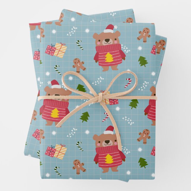 Niedlicher Weihnachtsbär Geschenkpapier Set (Beispiel)