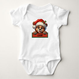 Niedlicher Weihnachtsbär Individuelle Name Baby Bo Strampler