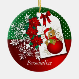 Niedlicher Weihnachtsbär Keramikornament