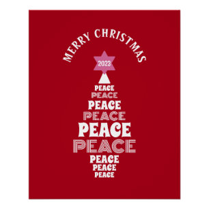 Niedlicher Weihnachtsbaum Custom Year Red Poster