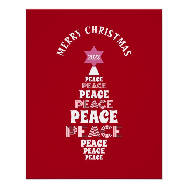 Niedlicher Weihnachtsbaum Custom Year Red Poster (Vorderseite)