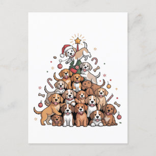 Niedlicher Weihnachtsbaum Dog Xmas Tree Welpe Einladungspostkarte