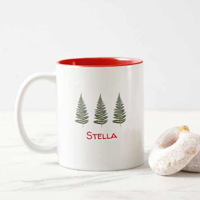 Niedlicher Weihnachtsbaum Farn zweifarbige Tasse m (Mit Donut)